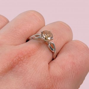 Anillo Piedra con cubic Ambar redondo 7mm de Plata 925